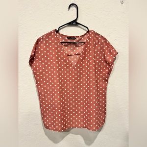 Pink Blouse with White polka dots